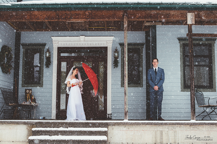 bellingham wedding photographer, bellingham elopement wedding, snow wedding